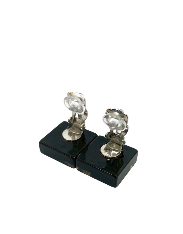 Pre-Loved by Azura Reborn - Pre-Loved CC Resin Rhinestone Square Clip On Earrings
