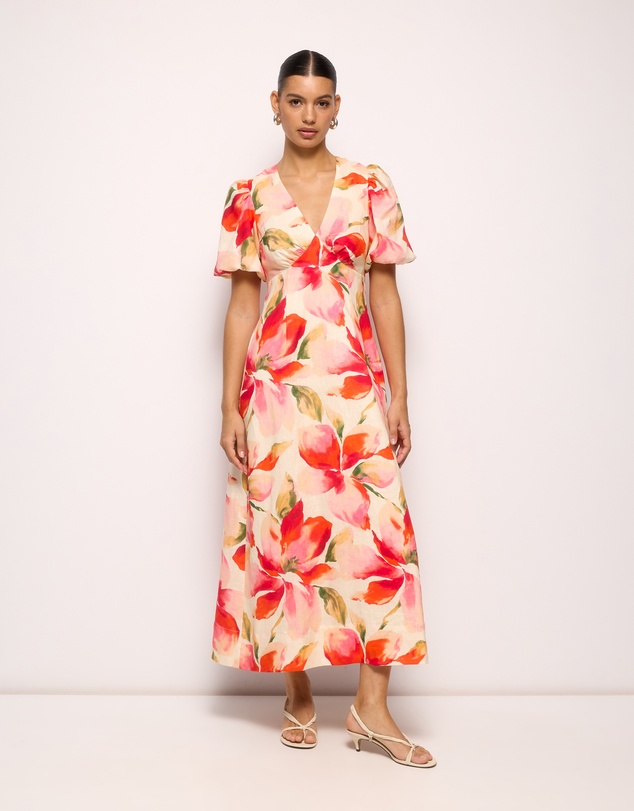 AERE - Tessa Linen Midi Dress