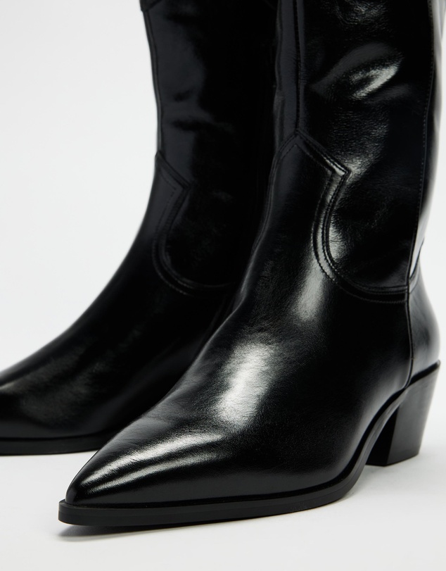 AERE - Rozalia Leather Cowboy Ankle Boots