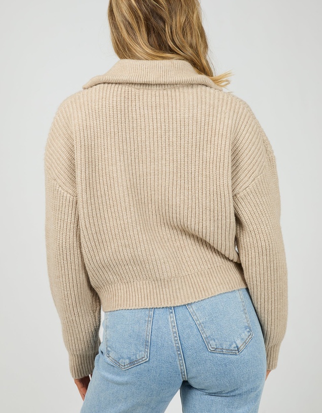 All About Eve - Bridie Knit Zip Through Oat