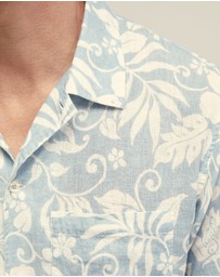 Oxford - Vinny Linen Blend Printed Short Sleeve Shirt