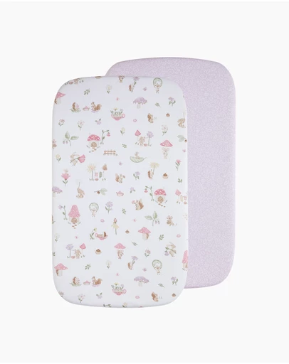 Living Textiles - 2 Pack Organic Bassinet Fitted Sheet - Whimsical Wonderland