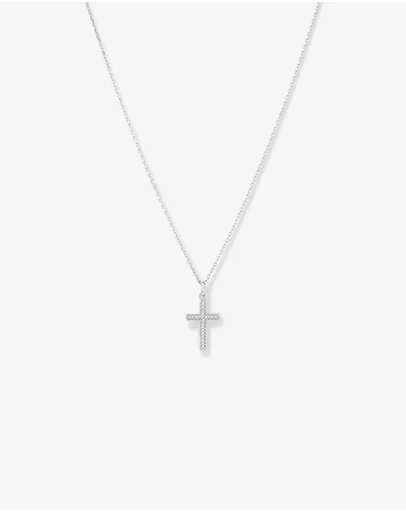 Michael Hill - Cubic Zirconia Cross Pendant Necklace in Sterling Silver