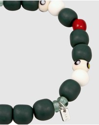 Kuzzoi - ICONIC EXCLUSIVE - Bracelet Male Smiling Face Evil Eye with Resin and Colorful Glass Beads 925 Sterling Silver