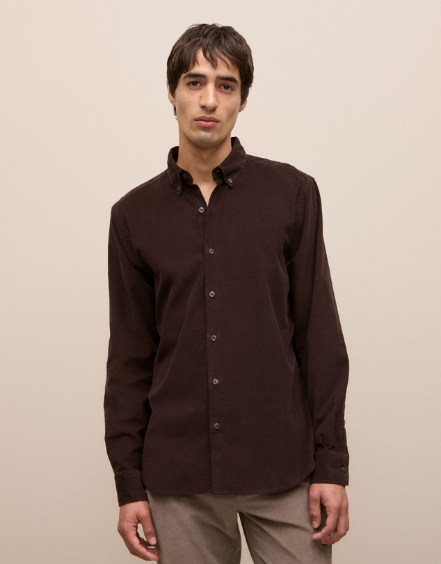 Trenery - Regular Fit Cord Shirt in Coffee Bean