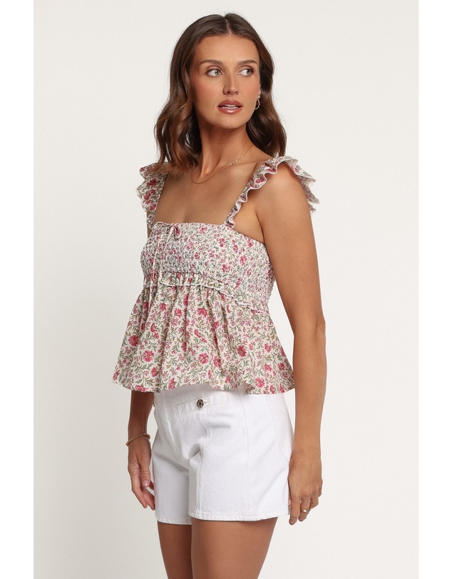 Petal & Pup - Dakari Smocked Top - Pink Green Floral