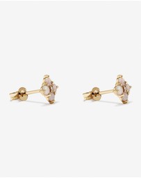 Michael Hill - Australian Opal & Diamond Accent Stud Earrings in 10kt Yellow Gold