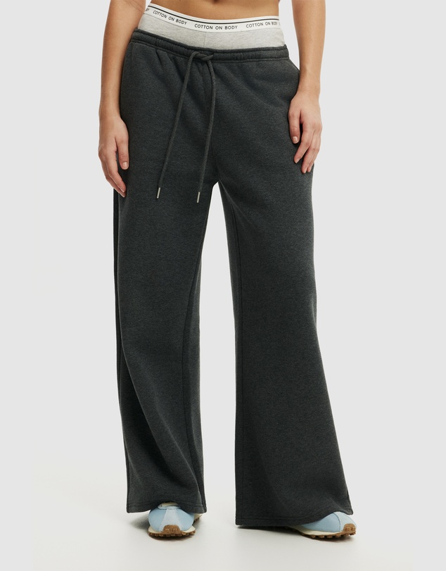 Cotton On Body Active - Plush Tie Waist Wide Leg Sweatpants