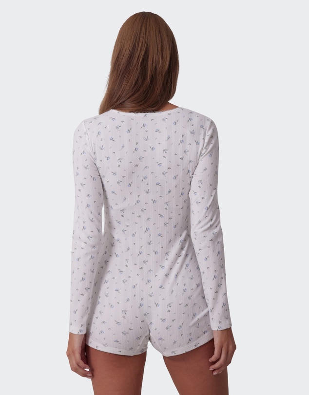 Bras N Things - Polly Long Sleeve Romper - Print Ditsy Floral