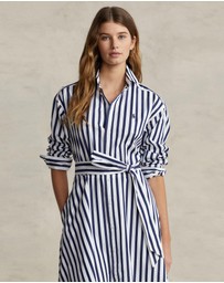 Polo Ralph Lauren - Belted Wide-Stripe Cotton Shirtdress