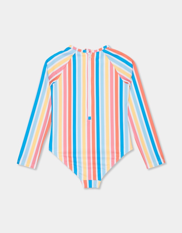 Roxy - Girls 8 to 16 Holly Stripe Long Sleeve Onesie Rash Vest