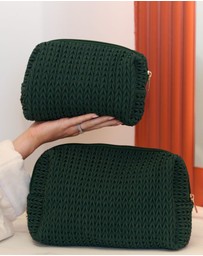 Sky Gazer - Luxe Quilted Make-Up & Toiletry Bag Set (Hunter Green)