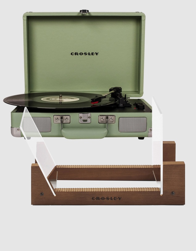 Crosley - Crosley Cruiser Bluetooth Portable Turntable - Mint + Bundled Crosley Record Storage Display Stand