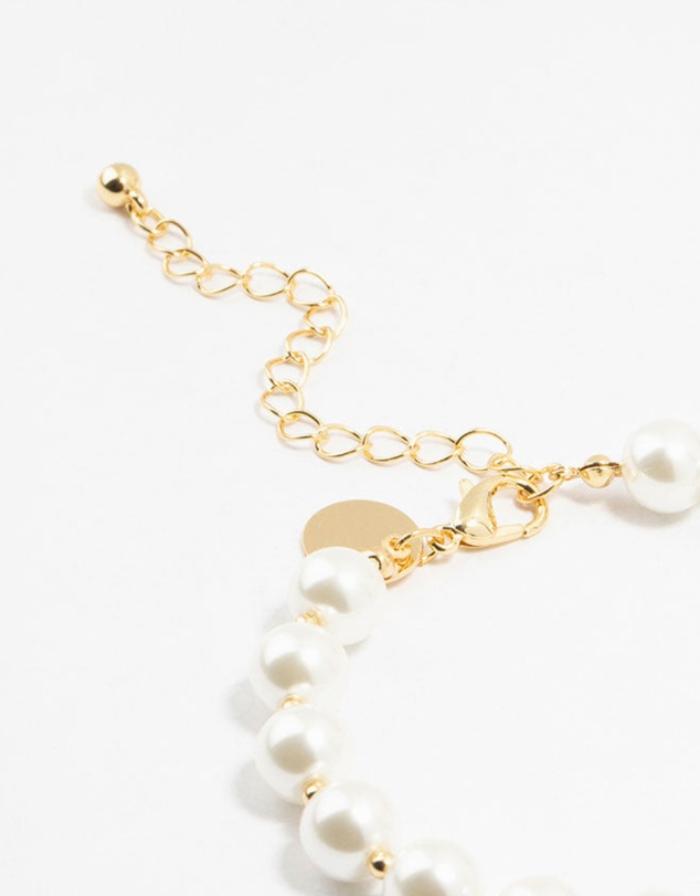 Lovisa - Gold Plated Alternating Medium Pearl & Ball Bracelet