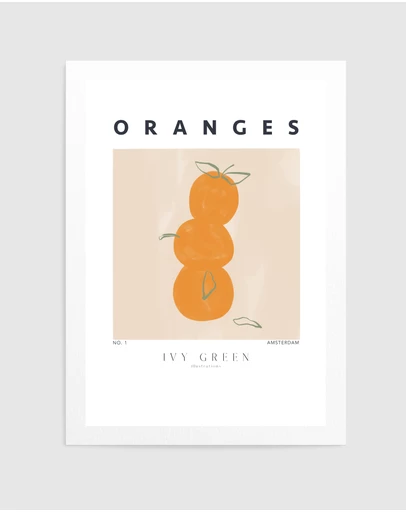 Olive et Oriel - Oranges by Ivy Green Illustrations Art Print