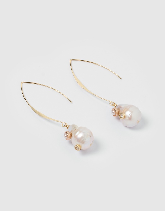 Miz Casa and Co - Charlie Drop Pearl Embellished Earrings