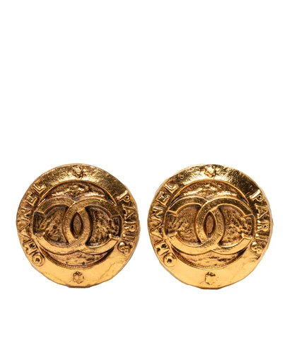 Pre-Loved by Azura Reborn - Pre-Loved Gold Plated CC Round Clip On Earrings