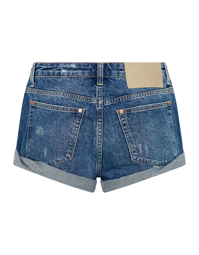 ONE TEASPOON - Bandits Low Waist Embellished Denim Shorts - Blue Thunder