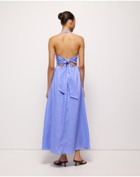 Revibe - Repaired AERE Odele Linen Halter Midi Dress - AU 14