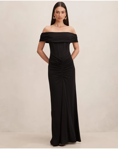 Forever New - Ania Ruched Bardot Neck Maxi Dress