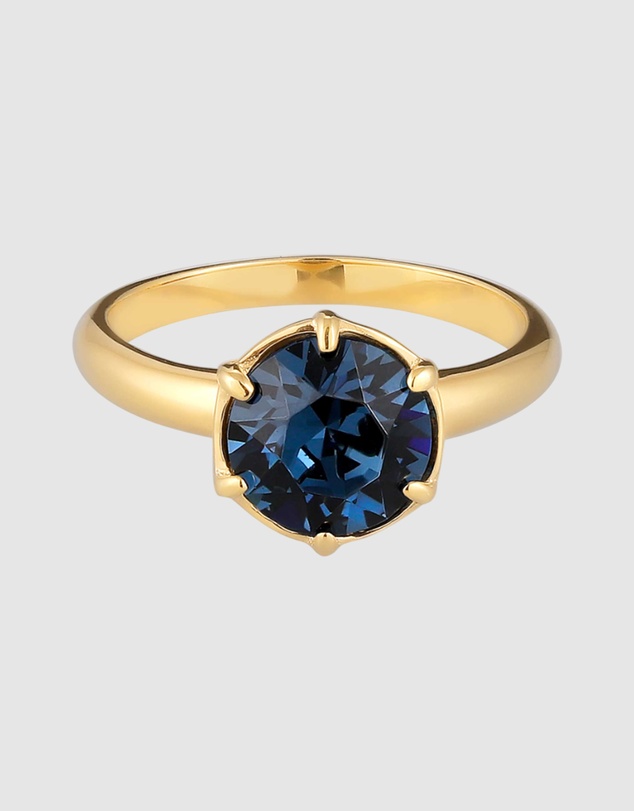 Elli Jewelry - Blue Crystal Cocktail Ring in Gold-Plated 925 Silver