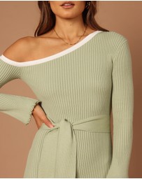 Petal & Pup - Milan Off Shoulder Midi Dress - Sage