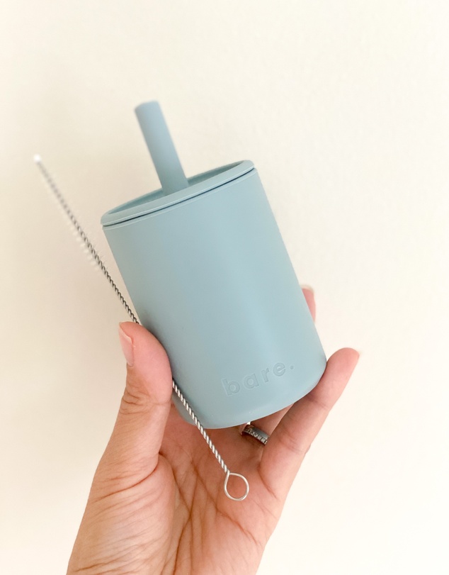 Bare The Label - Silicone Sippy Cup with Straw Cleaner
