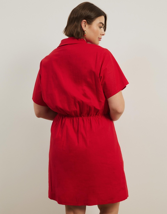 Atmos&Here Curvy - Remi Linen Blend Mini Shirt Dress