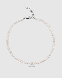 Nialaya Jewellery - Women's Pearl Choker With Angel Wing Pendant