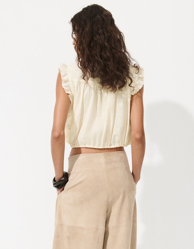 M.N.G - Cotton Ruffled Lace Blouse
