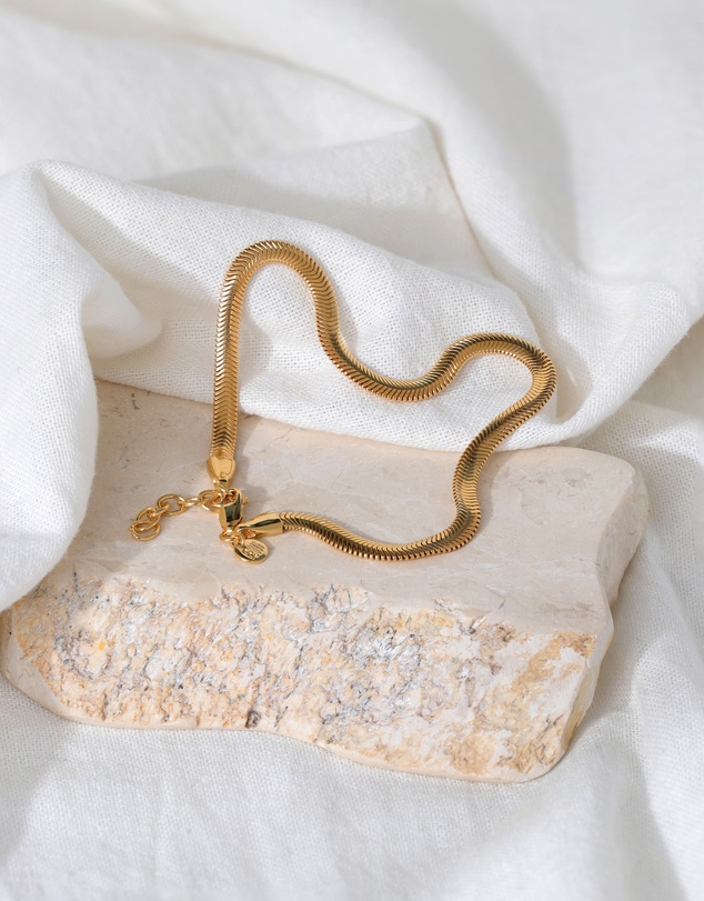 Elli Jewelry - Herringbone Chain Anklet in Gold-Plated 925 Silver