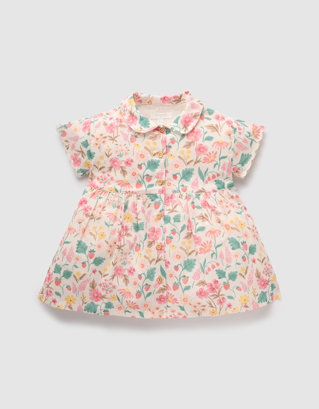 Purebaby - Linen Blend Shirt Dress- Kids-Babies