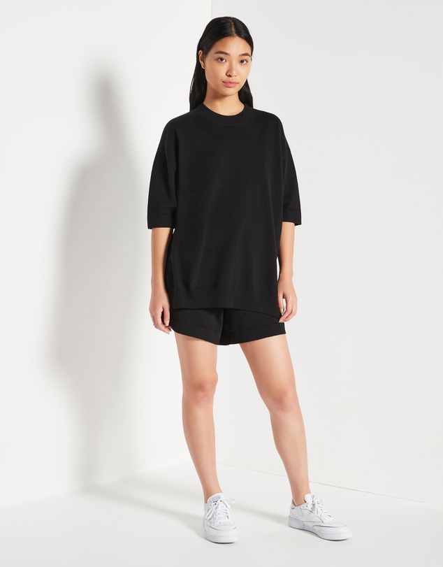 JH Lounge - JHL Crew S/S Sweater (Cotton Cashmere) Black