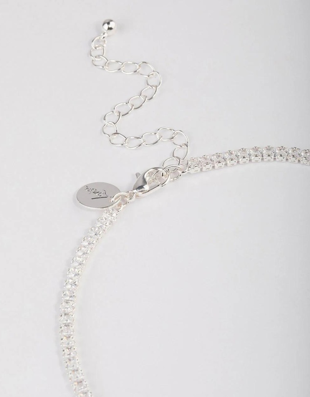 Lovisa - Silver Plated Fine Cubic Zirconia Cupchain Tennis Necklace