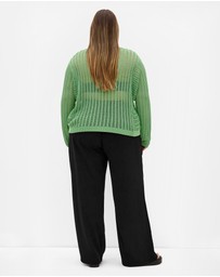 City Chic - Plus size Crochet Slouch Top - moss