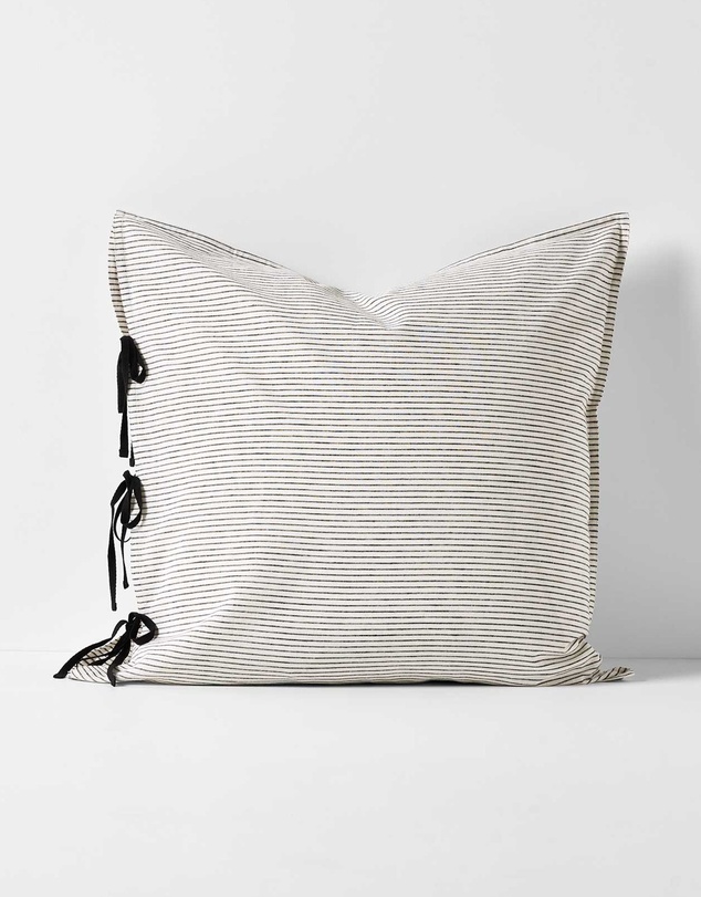 Aura Home - Chambray Mini Stripe European Pillowcase - Smoke
