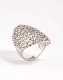 Lovisa - Rhodium Cubic Zirconia Shield Ring