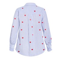 City Chic - Stripe Heart Print Cotton Shirt