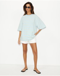 Dazie - Nostalgia Stripe Oversized Boyfriend Tee
