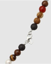 Kuzzoi - ICONIC EXCLUSIVE - Necklace Men Gemstones Pearl 925 Sterling Silver
