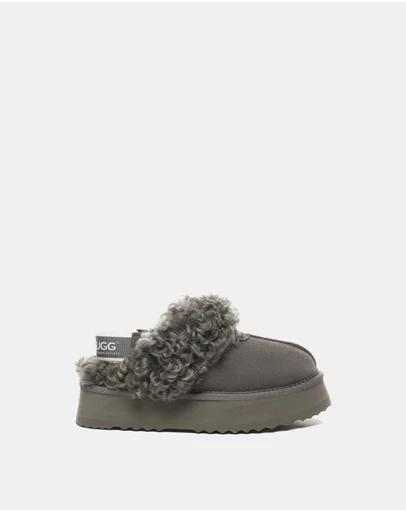 EVERAU - Australian Shepherd Ugg Waffle Curly Platform Cow Suede Upper House Shoes
