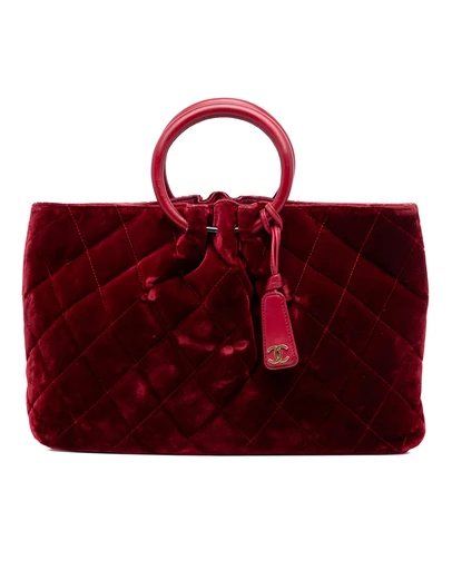 Pre-Loved by Azura Reborn - Pre-Loved CC Quilted Velvet Top Handle Bag