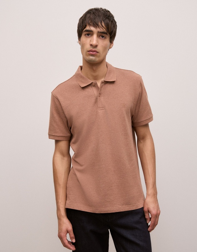 Trenery - Pique Marle Monogram Polo in Sierra