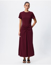 Tussah - Sophia Crew Neck Ruched Detail Midi Dress