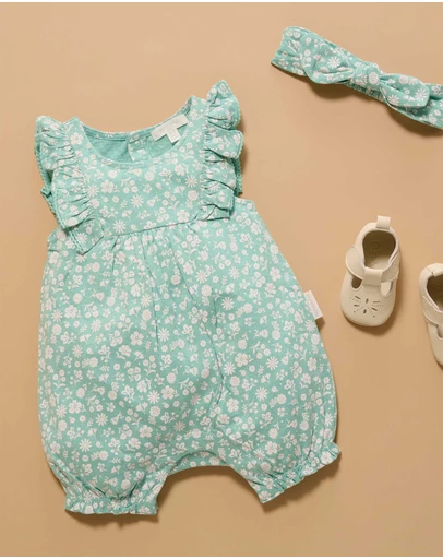 Purebaby - Ruffle Shortie Growsuit -Kids-Babies