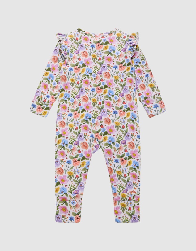 Fleur Harris - 'Heirloom Treasures' Precious Frill Coverall in Snow Floral