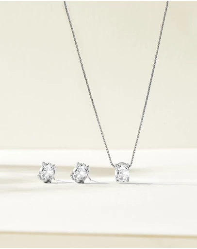 Mestige - Karolina Oval Set - Silver Plated
