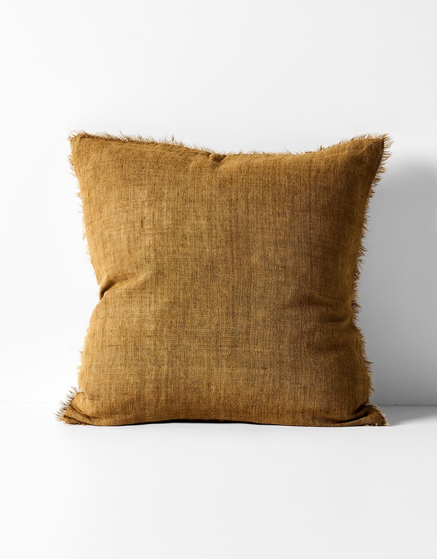 Aura Home - Vintage Linen Fringe Cushion