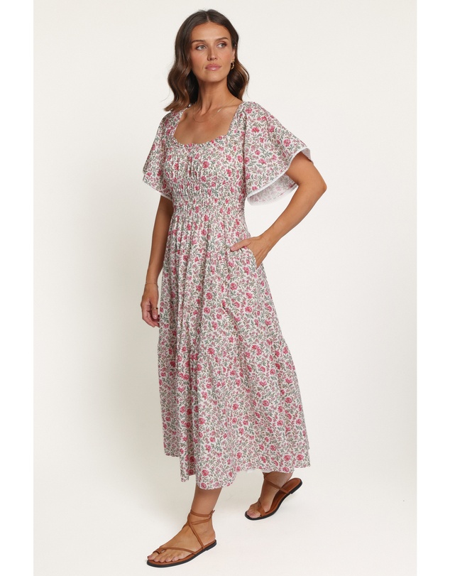 Petal & Pup - Tierney Midi Dress - Pink Green Floral