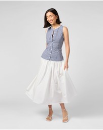 MVN - Gingham Lace Trim Top